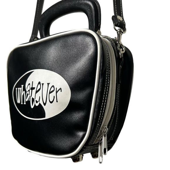 VINTAGE | Y2K “Whatever” Mini Pleather Bowling Bag w/ Detachable Crossbody Strap - Picture 8 of 16